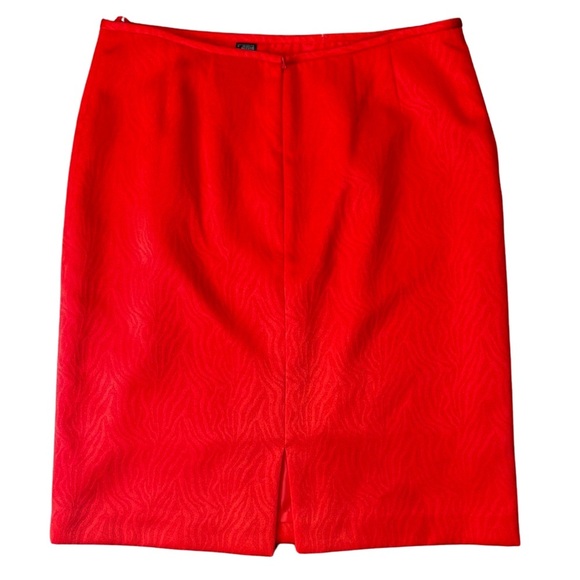 Preston & York Textured Print Red A-Line Knee Length Slit Skirt Women Size 12 - Picture 6 of 10
